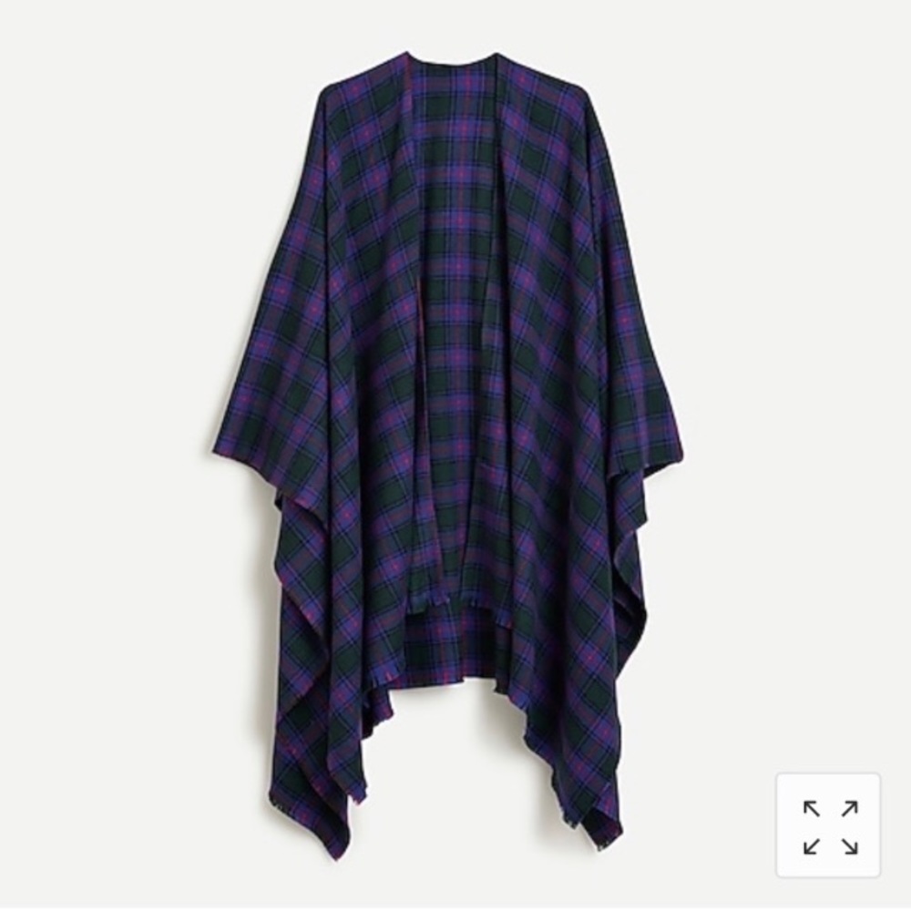 J. Crew Poncho Scarf in Black Watch Tartan Plaid